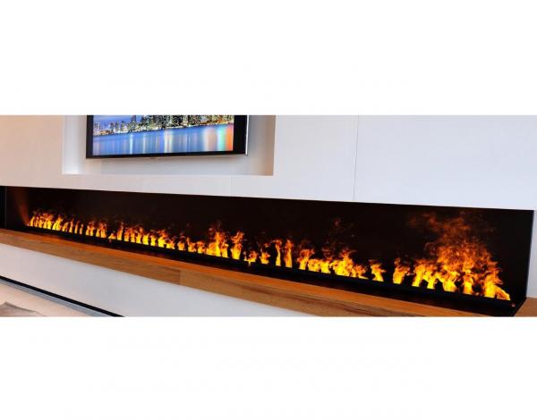 3D atomizing water fireplace, flame imitation, Width 3000mm, depth 250mm.