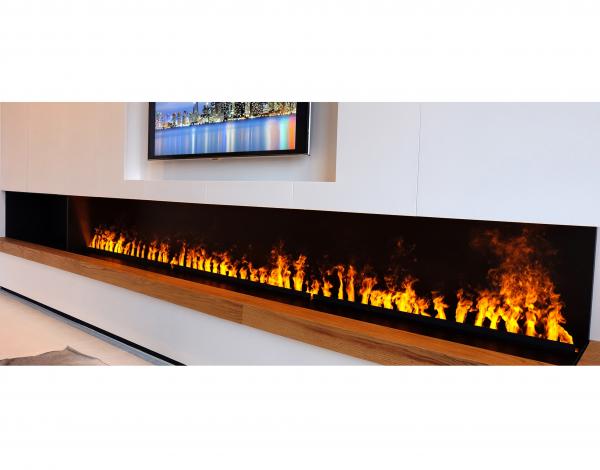 3D atomizing water fireplace, flame imitation, Width 3000mm, depth 300mm.